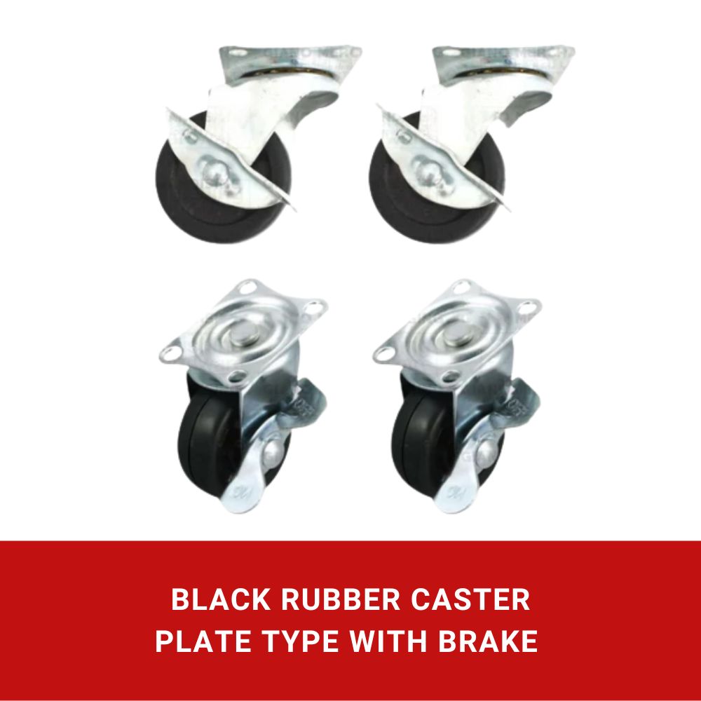 Black Rubber Caster Plate Type with Brake