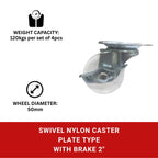 Nylon Caster Plate Type with Brake