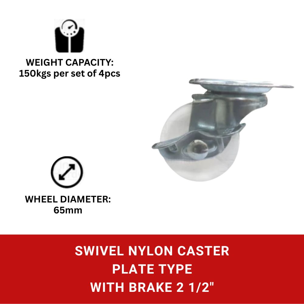 Nylon Caster Plate Type with Brake