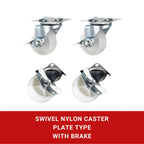 Nylon Caster Plate Type with Brake