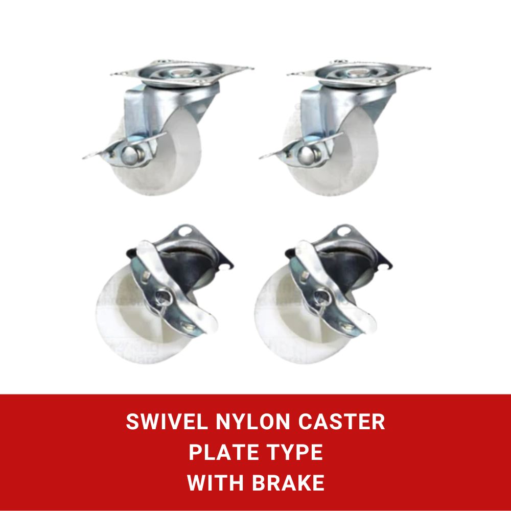 Nylon Caster Plate Type with Brake