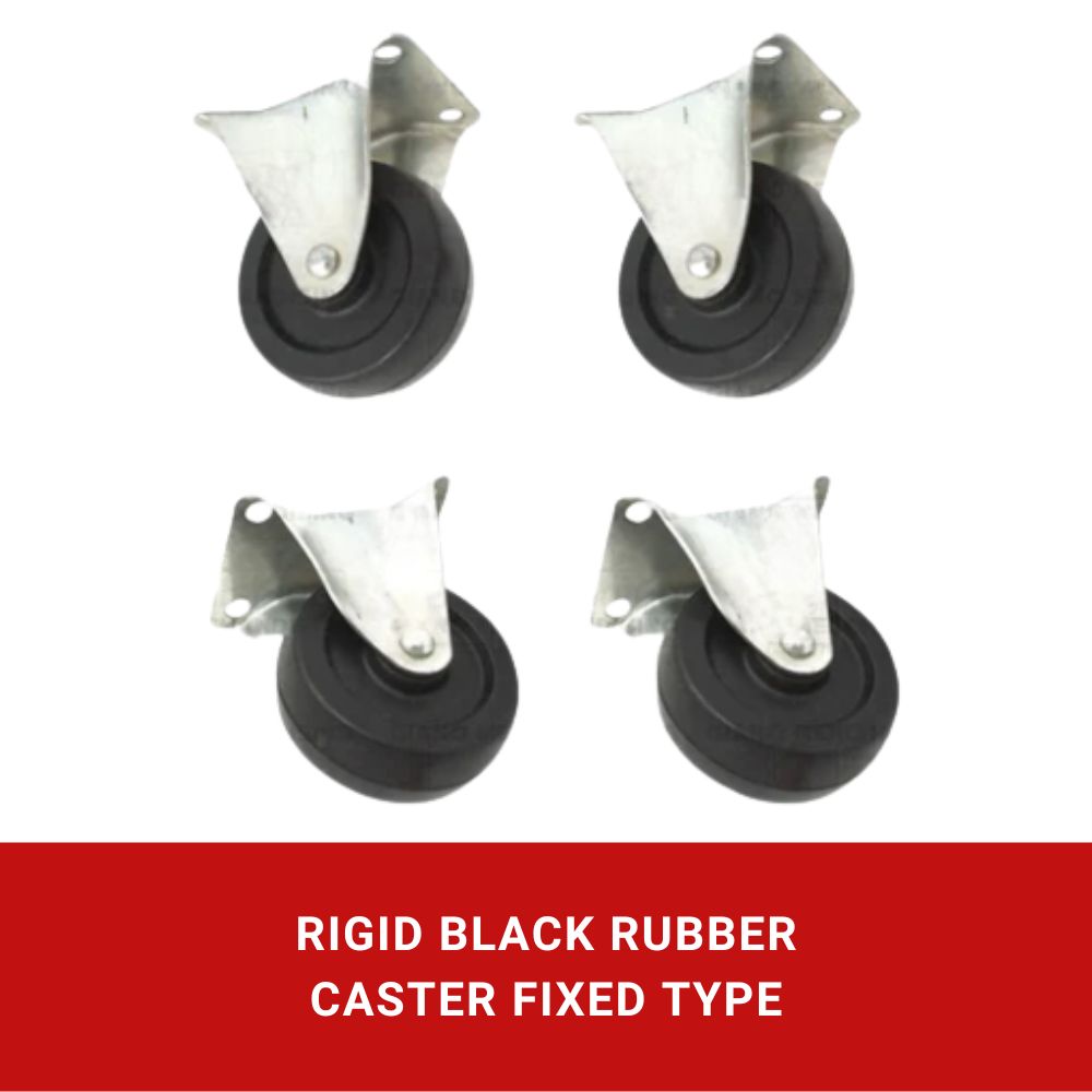 Black Rubber Caster Fixed Type