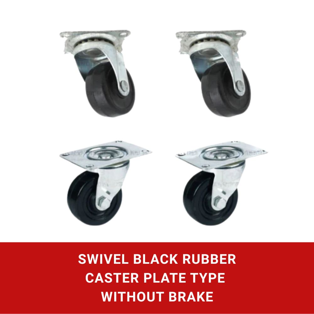 Black Rubber Caster Plate Type without Brake