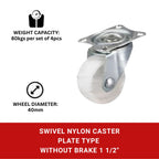 Nylon Caster Plate Type without Brake