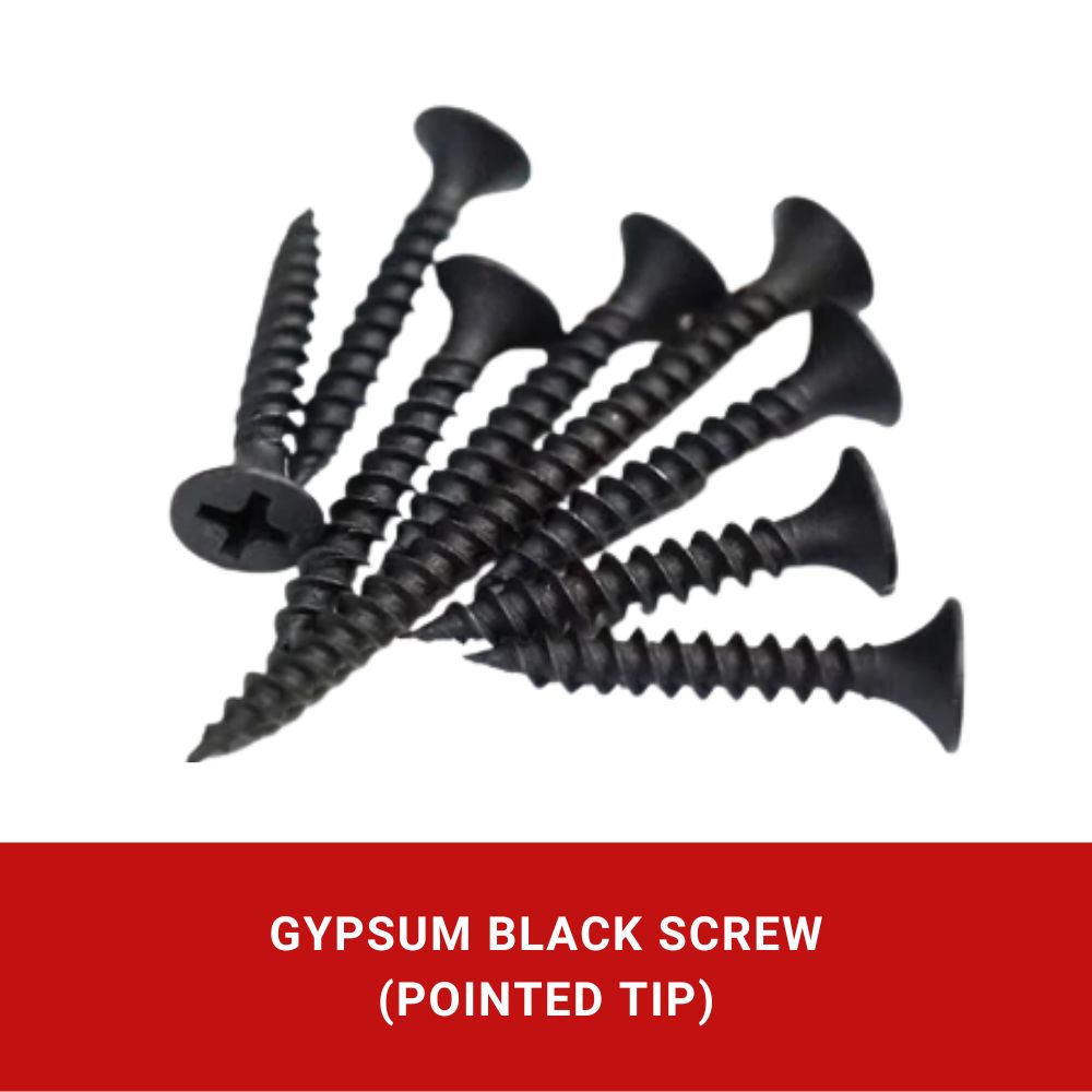 Gypsum Black Screw (Pointed Tip)