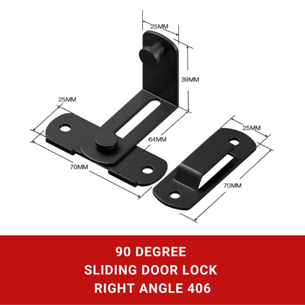 90 Degree Sliding Barn Door Lock Right Angle 406 MBK