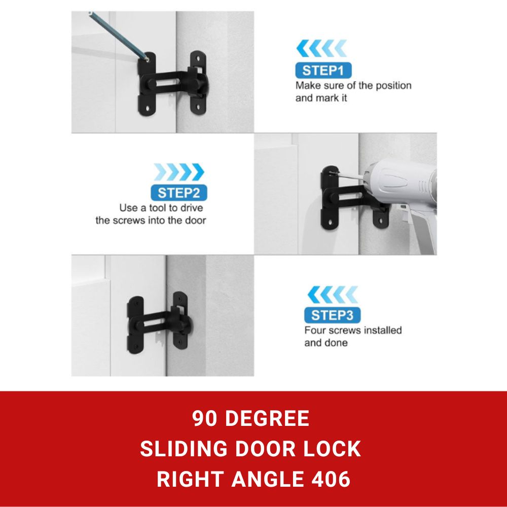 90 Degree Sliding Barn Door Lock Right Angle 406 MBK