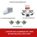 Aluminum G09 Door Track with 280D Nylon Rollers & 3 pcs Wall Bracket