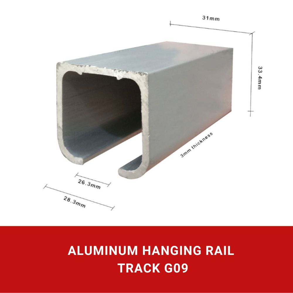 Aluminum G09 Door Track with 280D Nylon Rollers & 3 pcs Wall Bracket