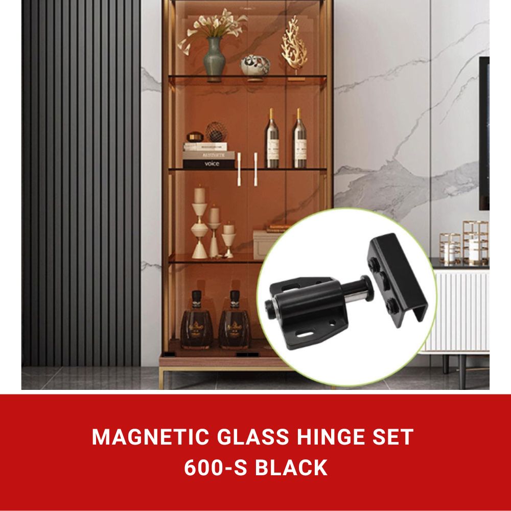 Magnetic Push Glass Hinge Set 600 Single