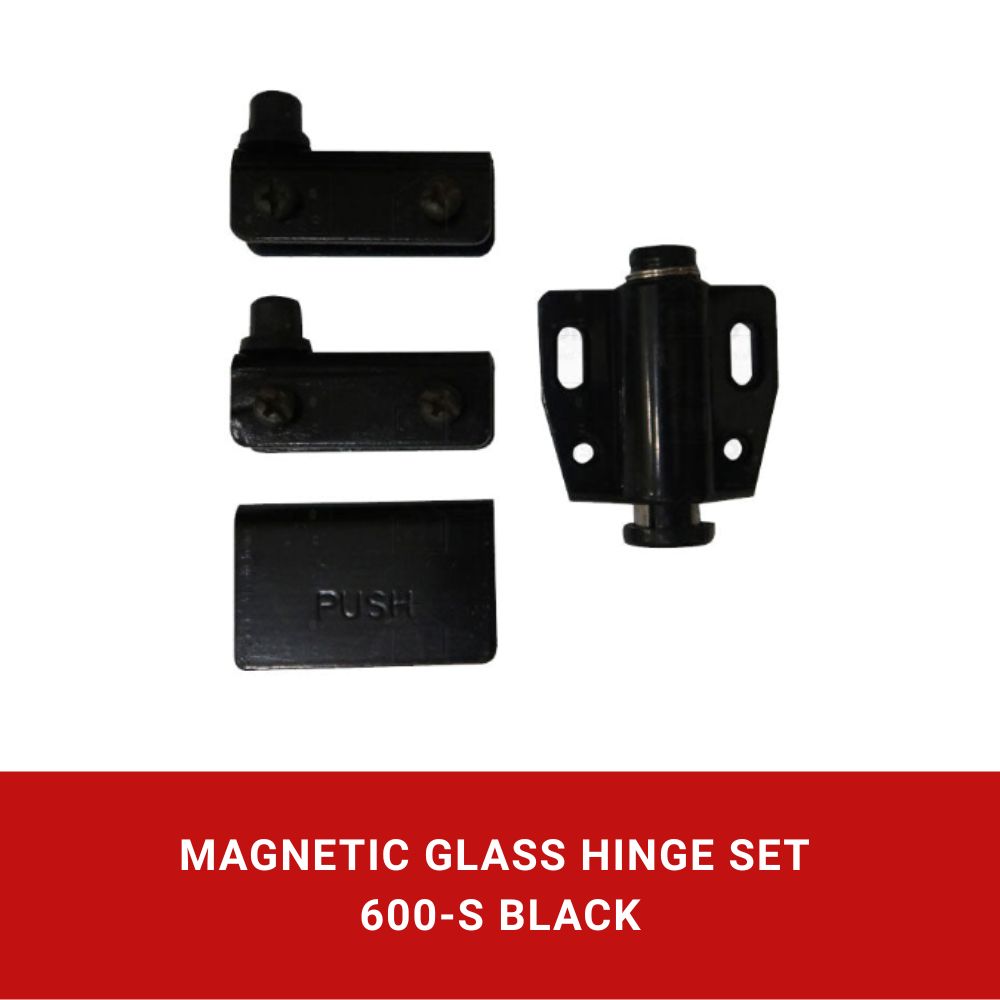 Magnetic Push Glass Hinge Set 600 Single