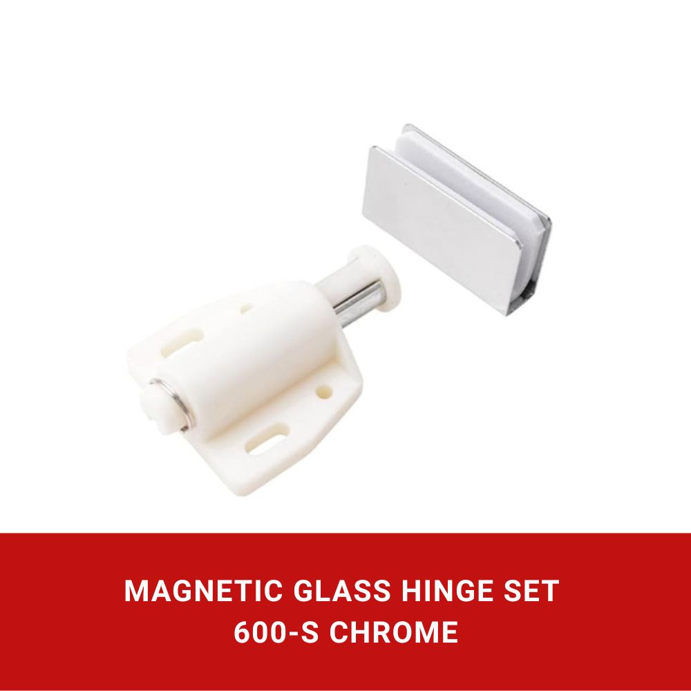Magnetic Push Glass Hinge Set 600 Single