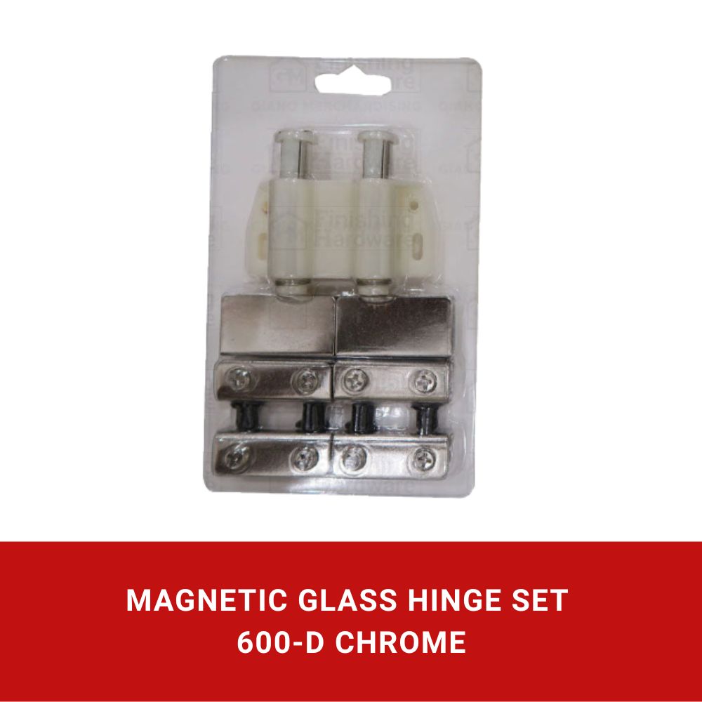 Magnetic Push Glass Hinge Set 600 Double