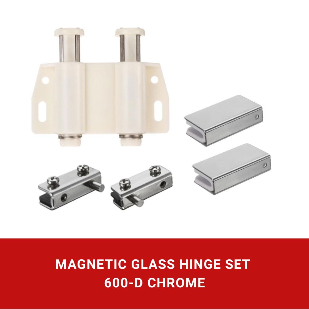 Magnetic Push Glass Hinge Set 600 Double