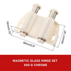 Magnetic Push Glass Hinge Set 600 Double