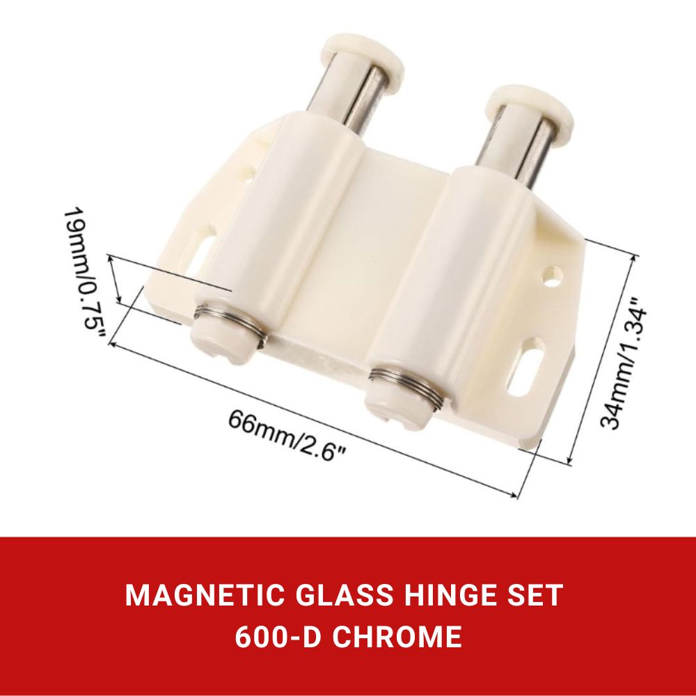 Magnetic Push Glass Hinge Set 600 Double