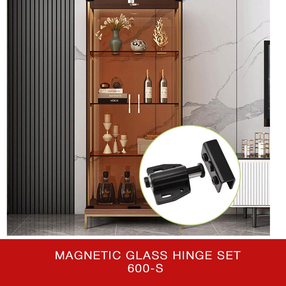 Magnetic Push Glass Hinge Set 600 Single