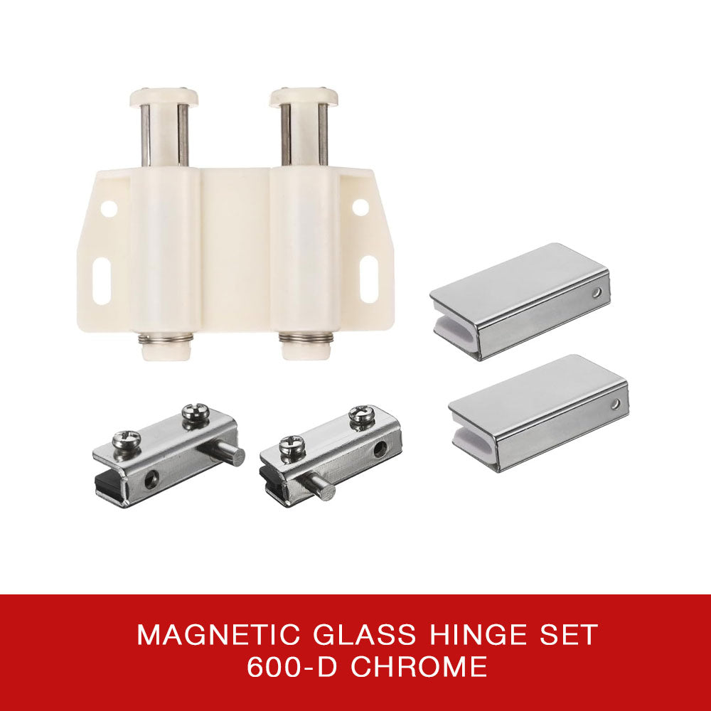 Magnetic Push Glass Hinge Set 600 Double