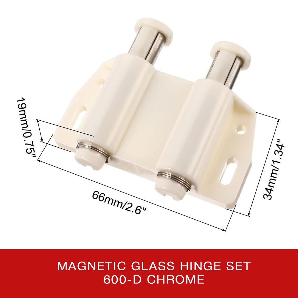 Magnetic Push Glass Hinge Set 600 Double