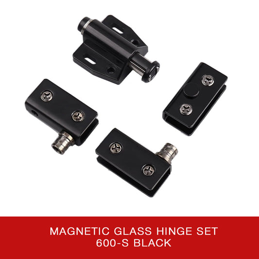 Magnetic Push Glass Hinge Set 600 Single
