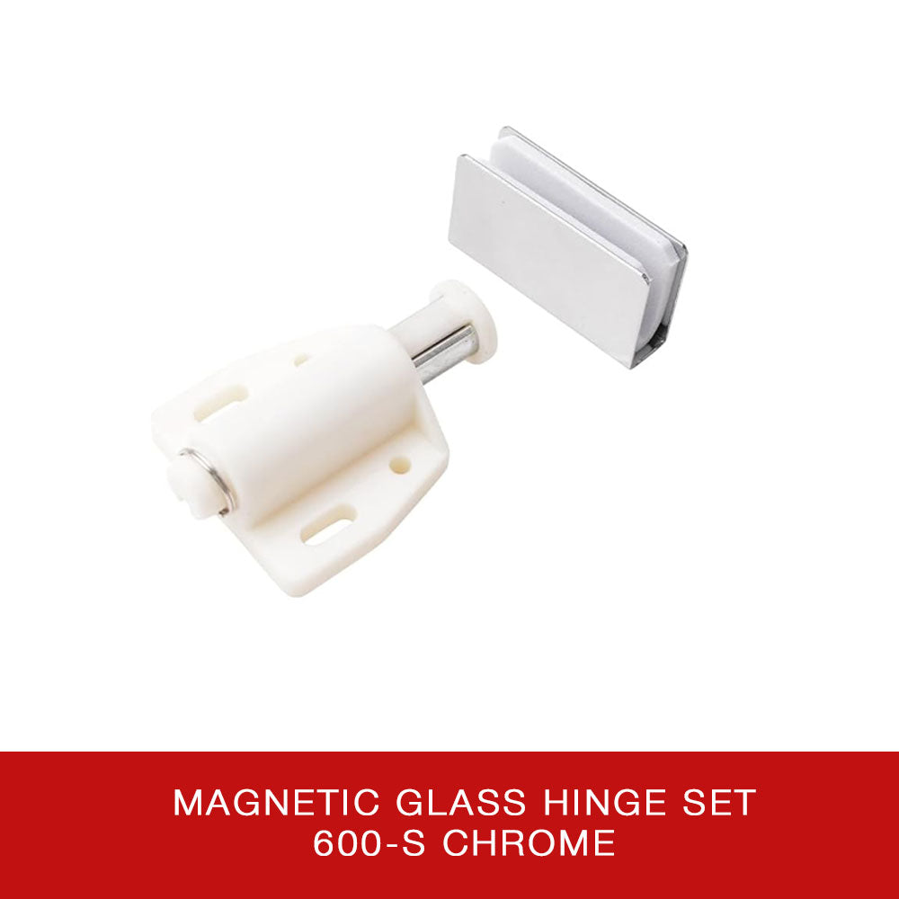 Magnetic Push Glass Hinge Set 600 Single