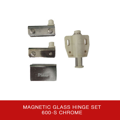 Magnetic Push Glass Hinge Set 600 Single