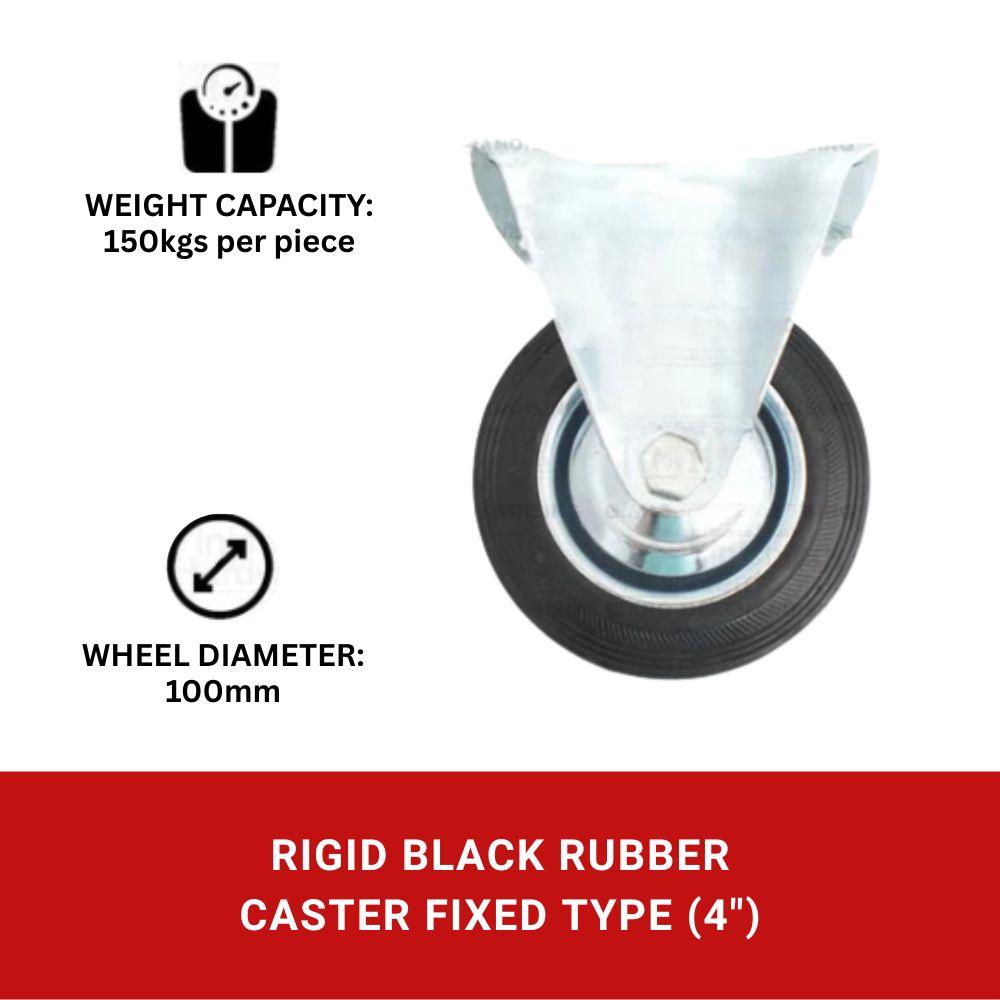 Black Rubber Caster Fixed Type with Hood (1PC)
