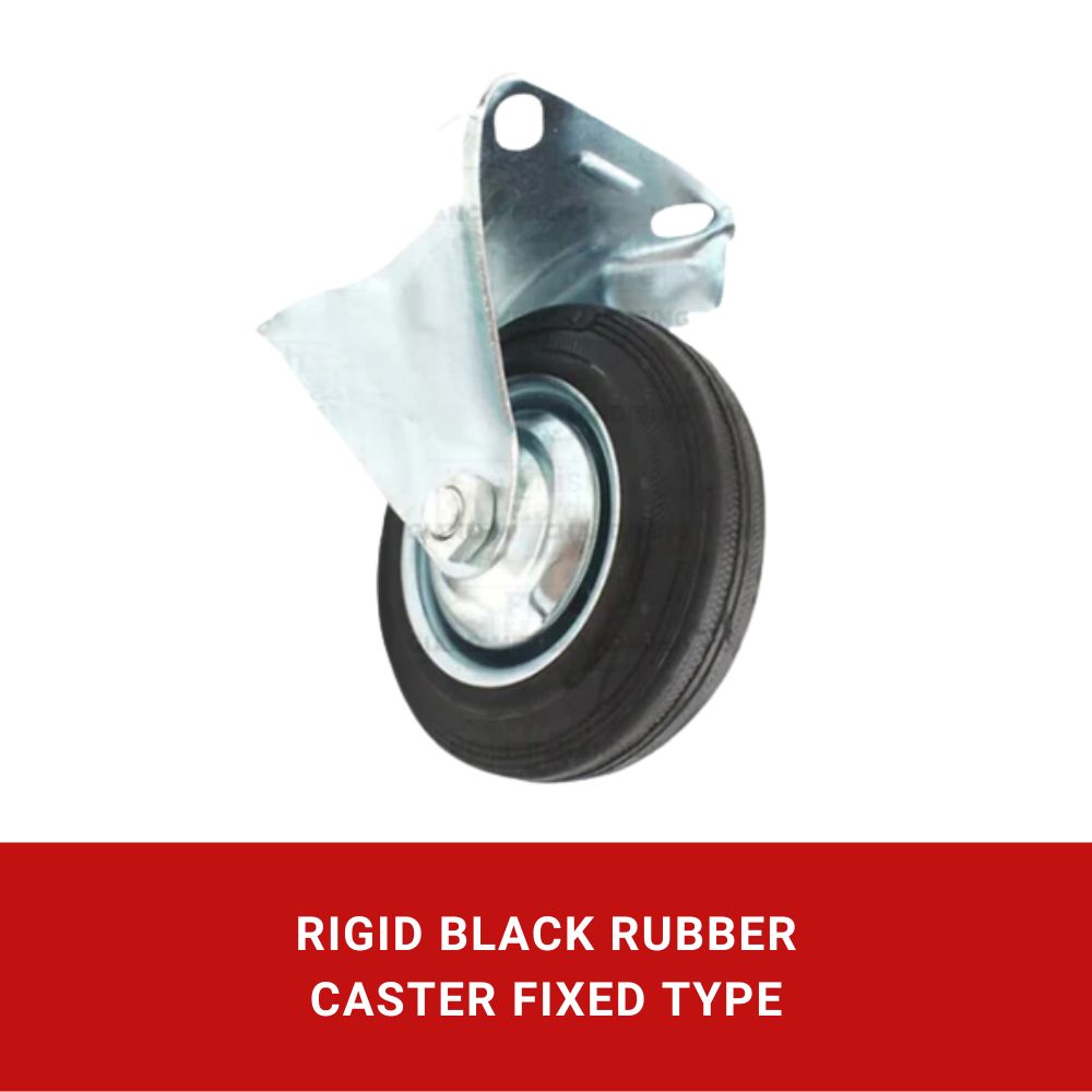 Black Rubber Caster Fixed Type with Hood (1PC)