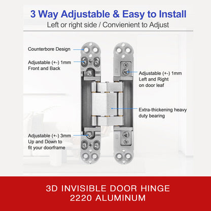 3D Adjustable Invisible Door Hinges 2220
