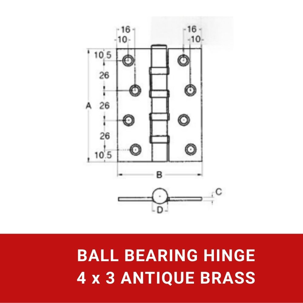 Stainless Steel Ball Bearing Hinges 4x3x2.5mm Antique Brass