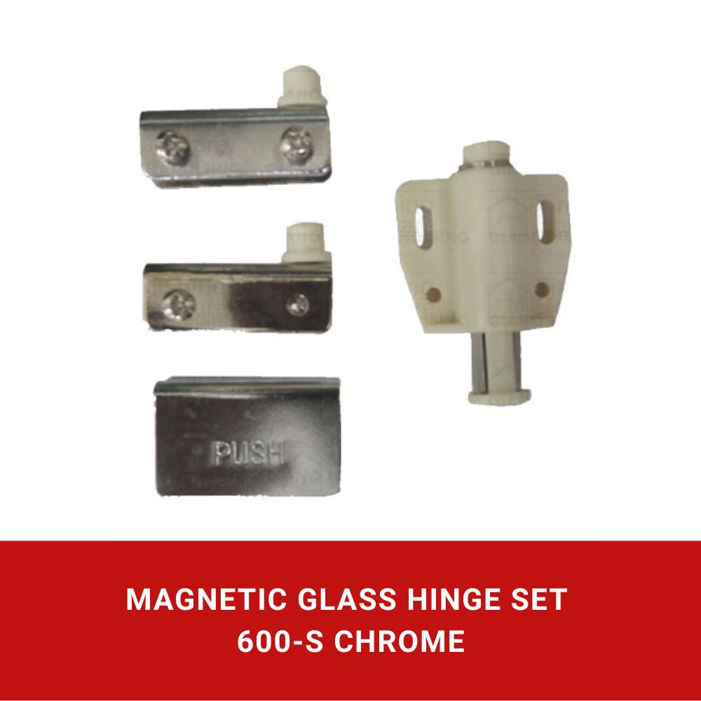Magnetic Push Glass Hinge Set 600 Single