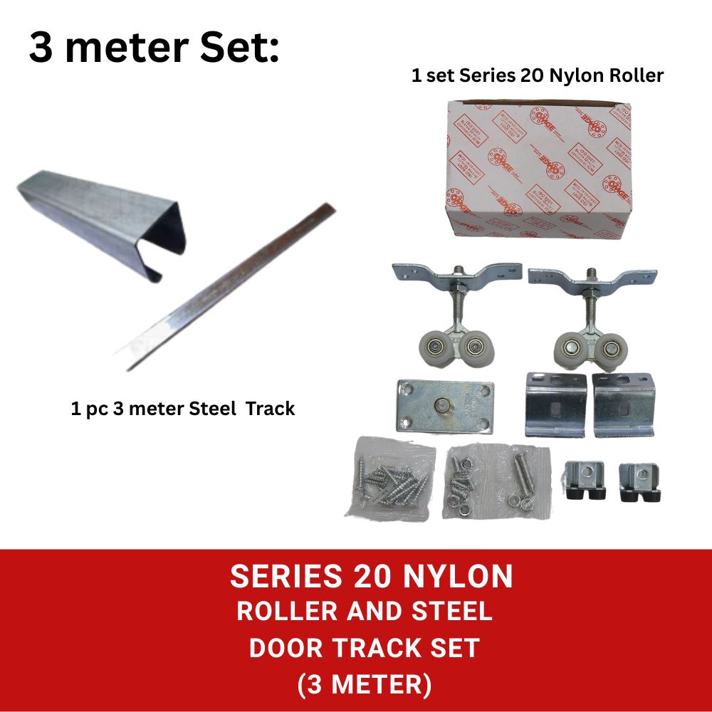 Steel Door Track + Series 20 Roller + 4301 Wall Bracket